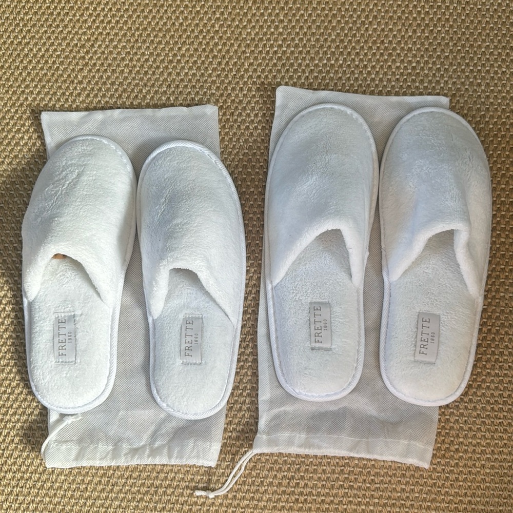 Frette Teri cloth plush slippers - 2 pair- his and hers
